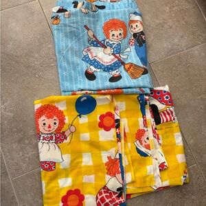 Vintage Raggedy Ann Cotton flat sheet bed - Yellow & Blue